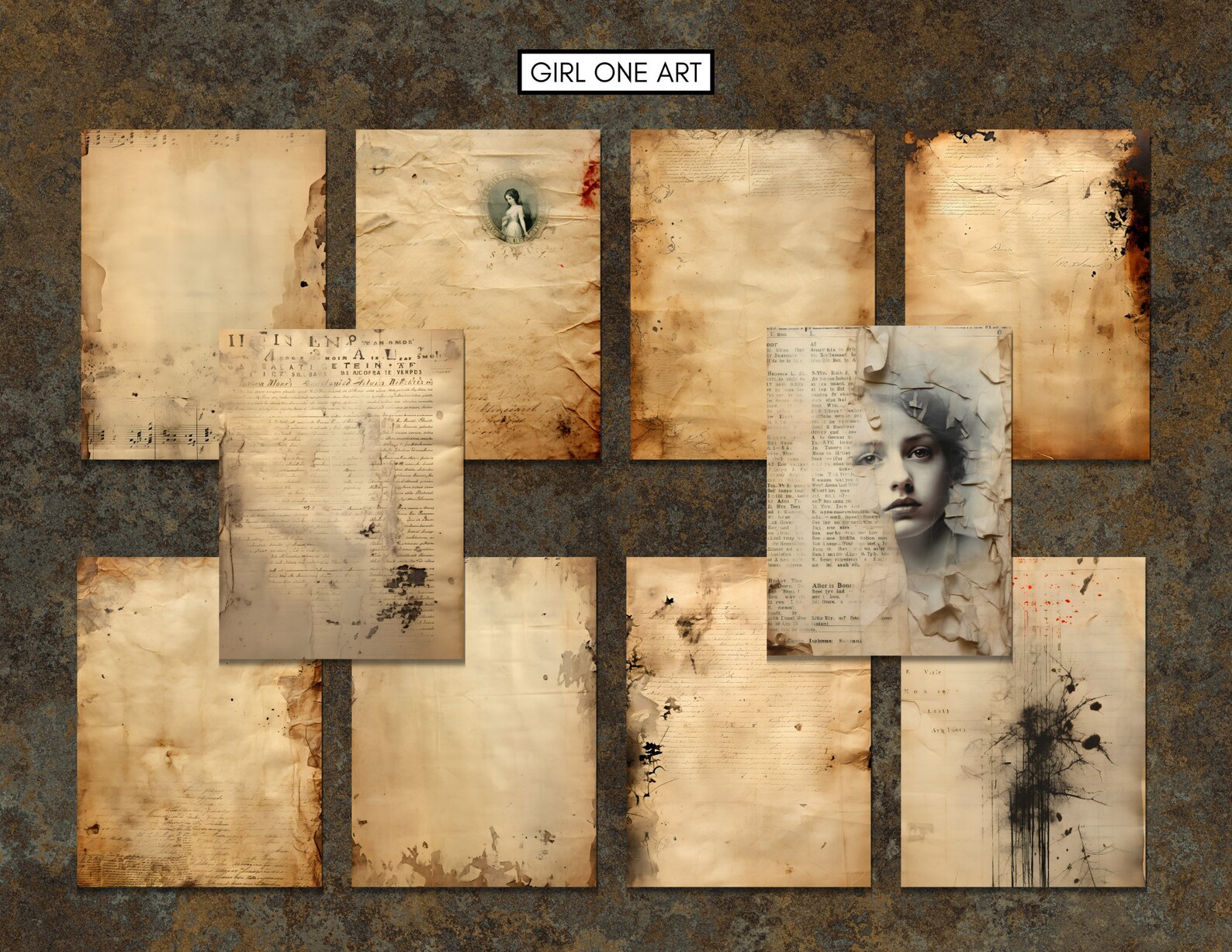 Grunge Junk Journal Pages Instant Download Digital Scrapbook Paper Kit ...