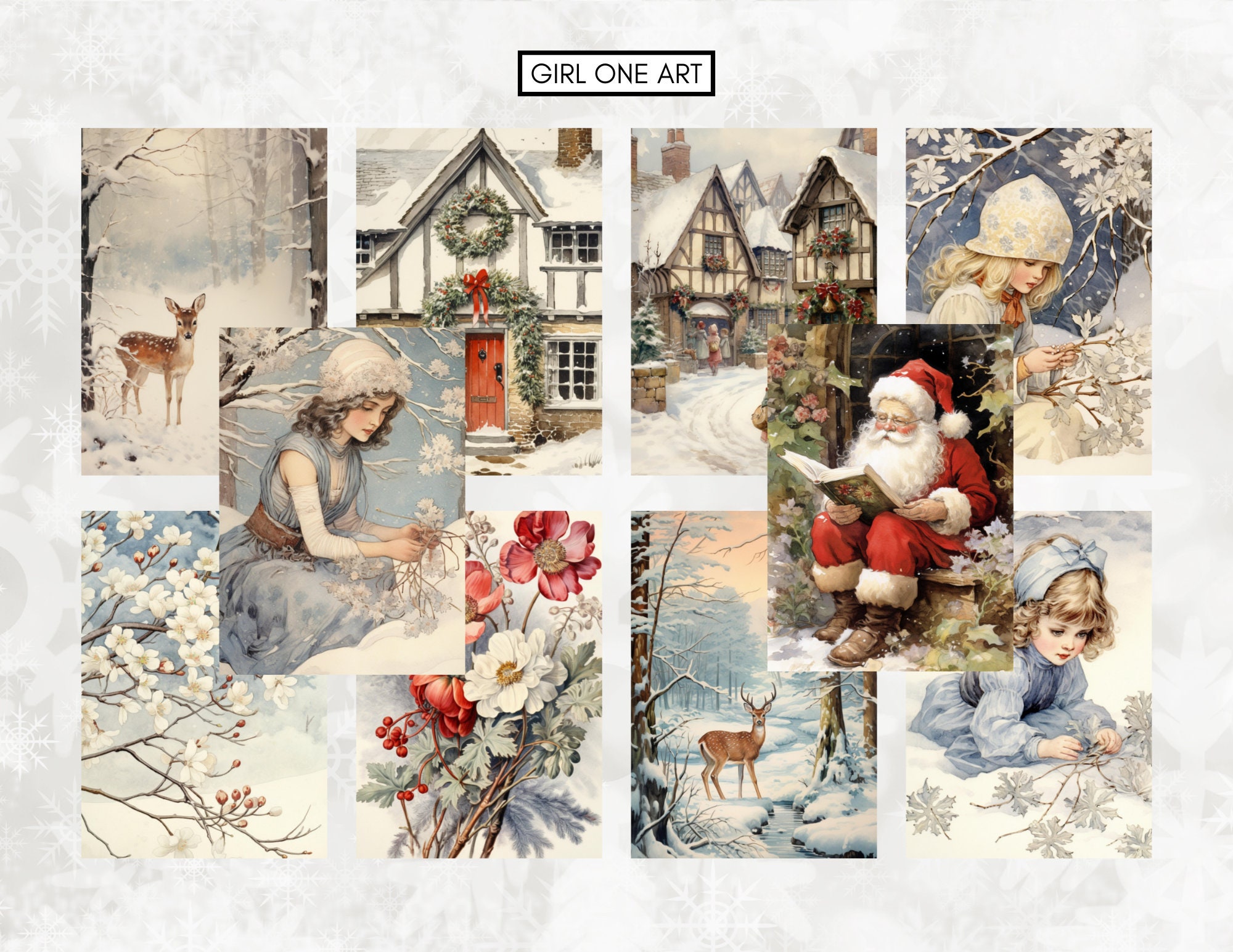 Winter Junk Journal Pages Instant Download Digital Pastel Christmas ...