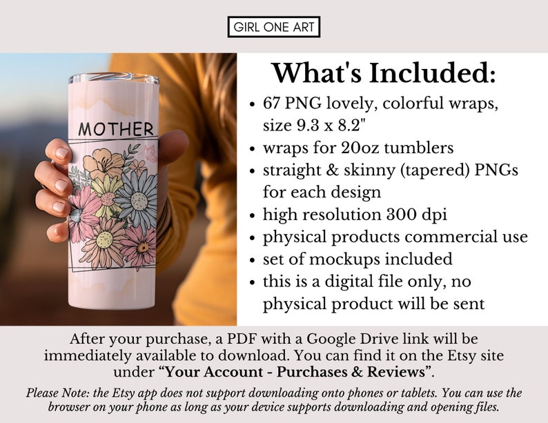 Mom Tumbler Wrap Bundle 20oz Skinny Straight Mother's Day Tumbler Sublimation Mama Design Digital Download Mom Life PNG Boho Floral Glitter image 2