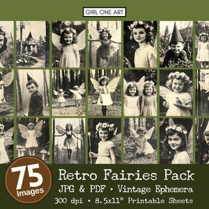 Retro feeën foto kortstondig pakket ongewenste dagboek afdrukbare antieke foto's Fantasy ATC sprookjesachtige achtergrond kastkaart sprookje vintage bos