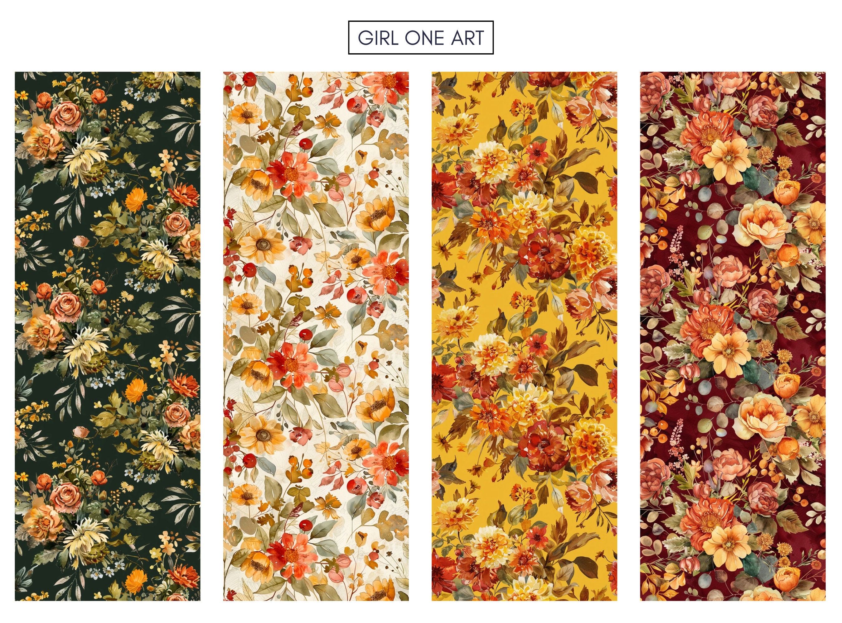 Autumn Florals Printable Paper Bundle Seamless Fall Junk Journal ...