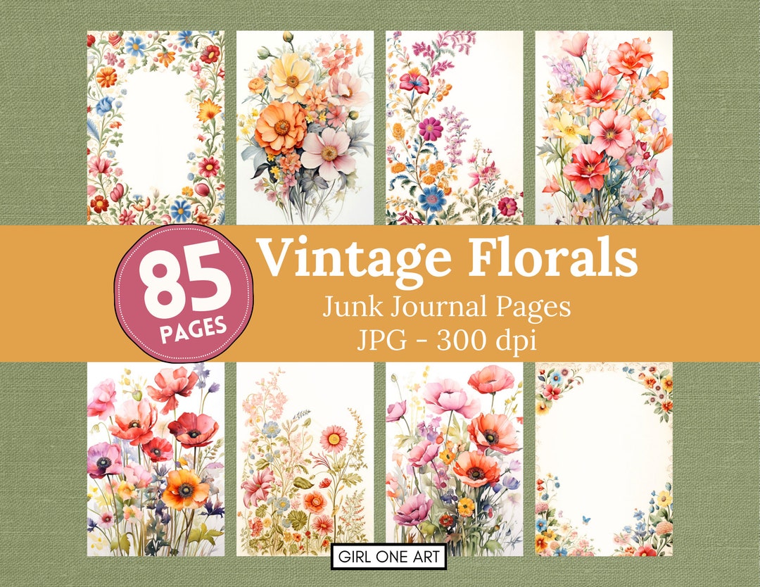 Vintage Florals Junk Journal Pages Digital Download Spring Flower ...