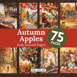 Puede incluir: 75 páginas de páginas de diario de chatarra imprimibles con escenas de otoño con manzanas, árboles y un camino en el bosque. Las páginas son perfectas para agregar a tu diario o álbum de recortes.