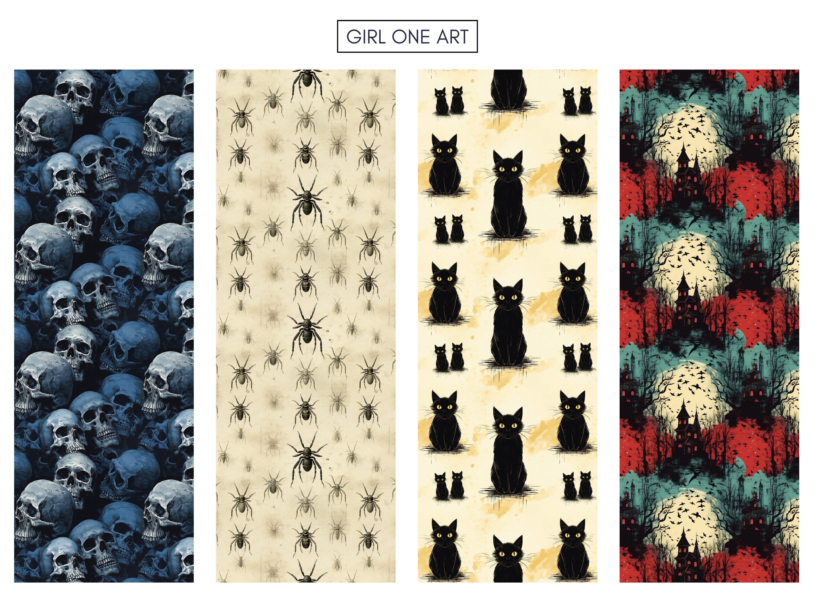 Vintage Halloween Digital Papers Seamless Commercial Use Instant ...