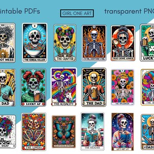 Funny Tarot Cards Clipart Set PNG PDF Commercial Use Sarcastic Snarky Skeleton Sublimation Witchy Digital Mom Dad Adult Humor Design image 5