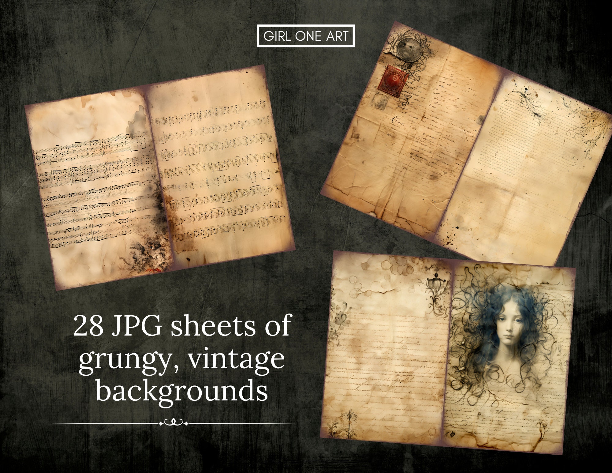 Grunge Junk Journal Kit Instant Download Digital Scrapbook Paper Kit ...