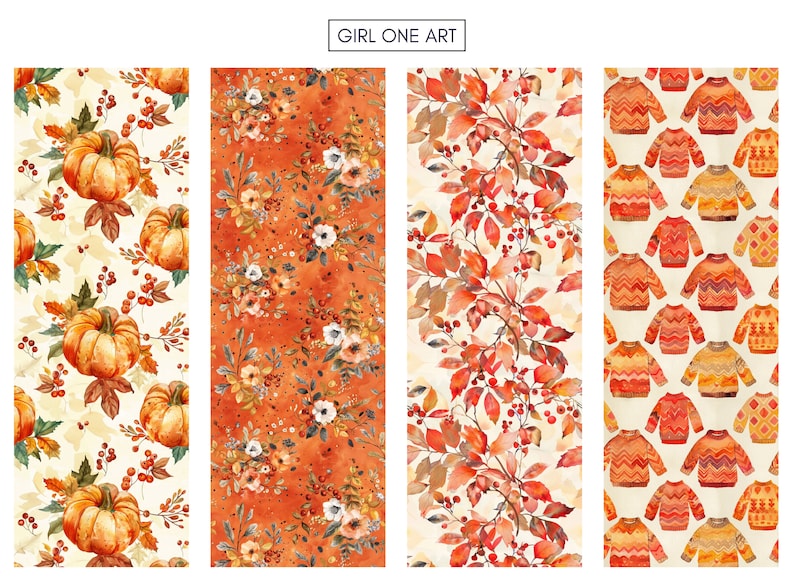 Autumn Printable Paper Seamless Fall Leaves Junk Journal Digital ...