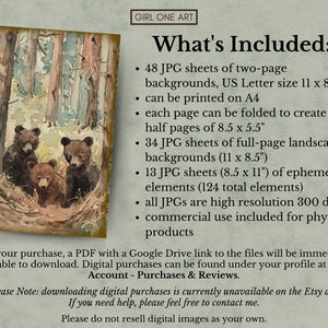 Woodland Junk Journal Kit Digital Download Scrapbook Paper Forest Fairy Collage Sheets Fox Bear Deer Ephemera Printable Backgrounds JPG image 2