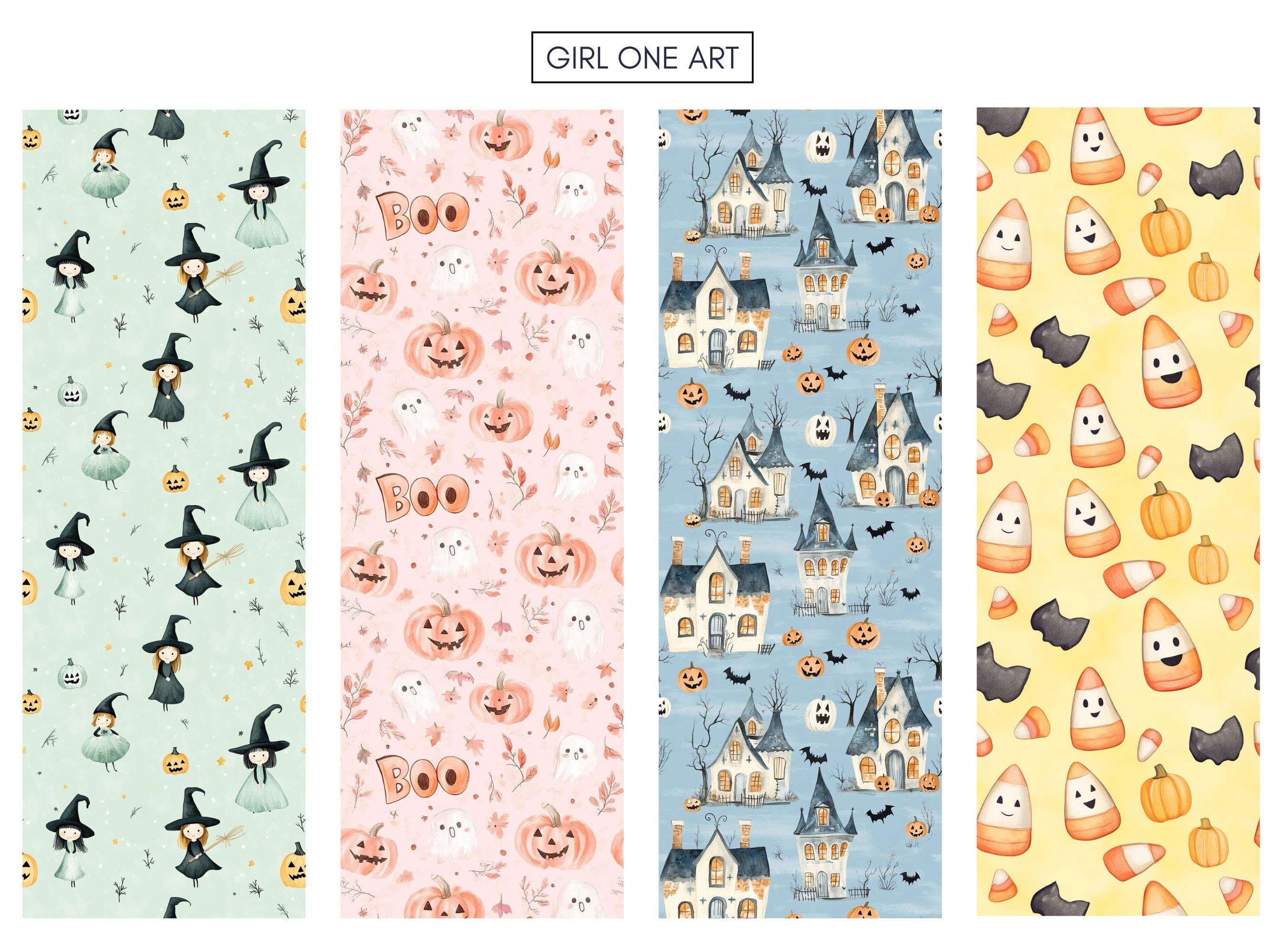 Cute Halloween Digital Paper Pack Seamless Watercolor Spooky Whimsical ...