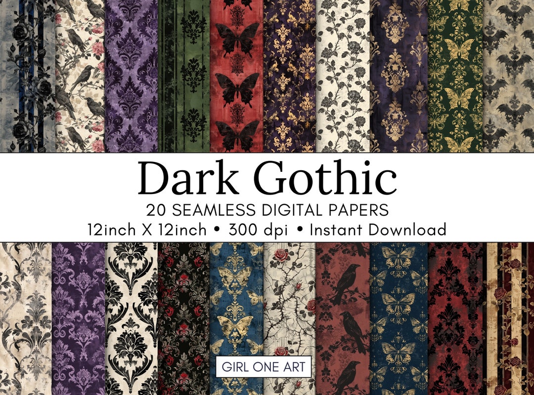 Dark Gothic Seamless Papers Digital Download Commercial Use Vintage ...