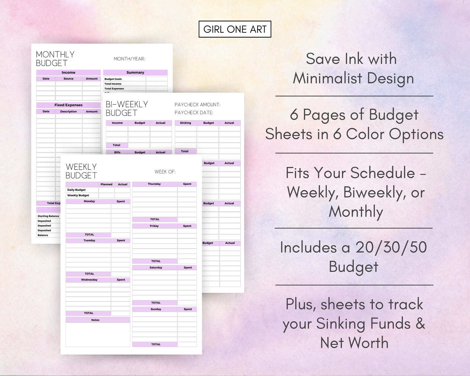 Biweekly Budget Sheets Bundle Printable Paycheck Budget A6 Letter ...