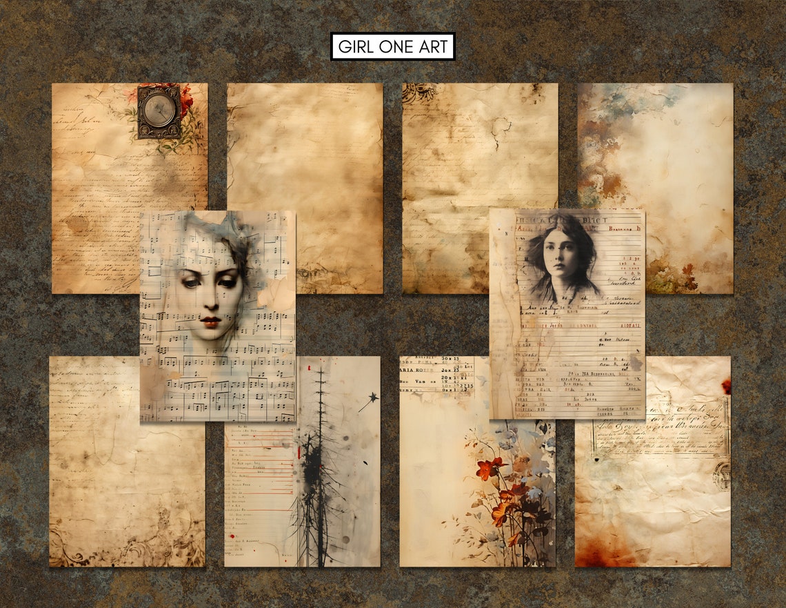Grunge Junk Journal Pages Instant Download Digital Scrapbook Paper Kit ...
