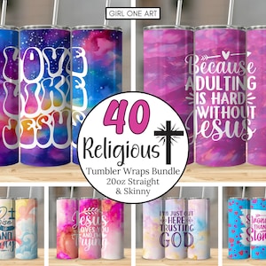 Religious Bible Verse Tumbler Wrap Bundle 20oz Skinny & Straight Tumbler Sublimation Design Digital Download Christian Faith Scripture PNG