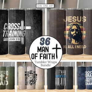 Man of Faith Tumbler Wraps Megabundel 20oz Motiverende Christelijke Bijbel Jezusverzen Vader Vaderdag Religieuze Mannen Affirmatie Wrap Cadeau