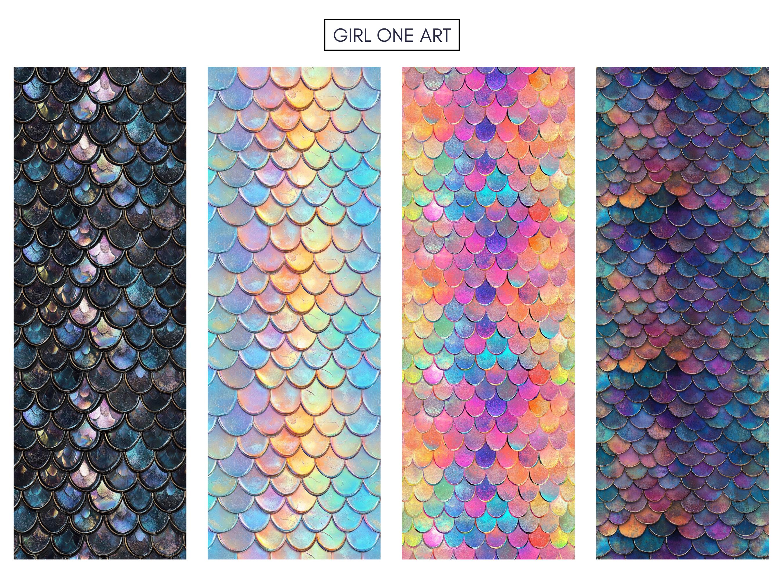 Mermaid Scales Seamless Paper: Fantasy Nautical Ocean Patterns (digital ...