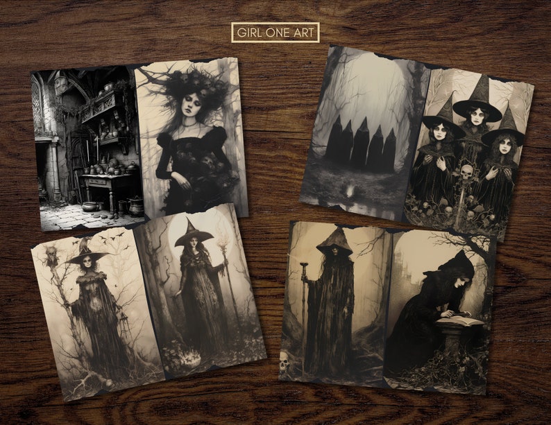 Gothic Witch Junk Journal Kit Instant Download Digital Scrapbook Paper Gothic Collage Sheets Vintage Ephemera Horror Gothic Backgrounds JPG image 5