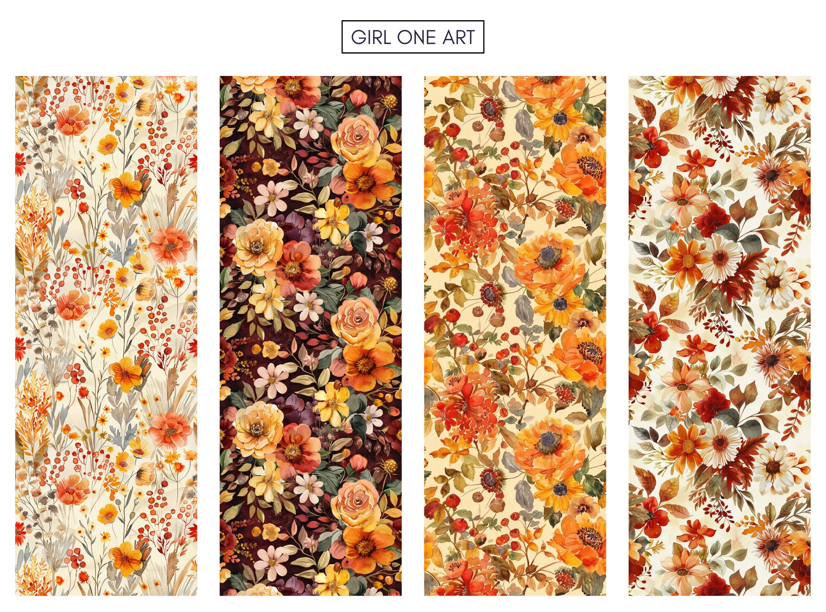 Autumn Florals Printable Paper Bundle Seamless Fall Junk Journal ...