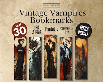 Vintage Vampire Bookmarks: Gothic Dark Fantasy Printable (DIY Digital)