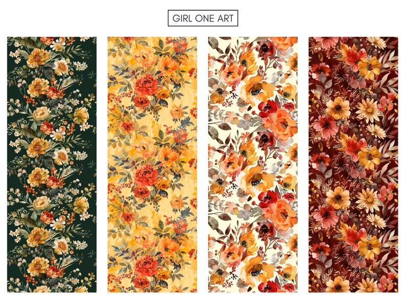 Autumn Florals Printable Paper Bundle Seamless Fall Junk Journal ...