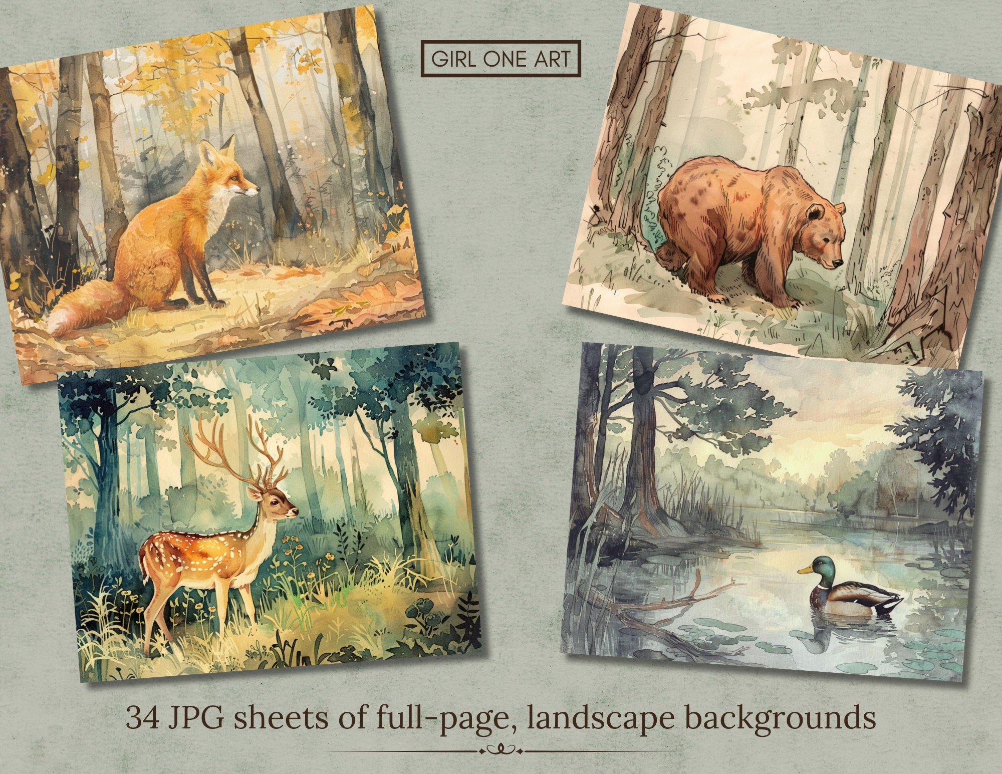 Woodland Junk Journal Kit Digital Download Scrapbook Paper Forest Fairy ...