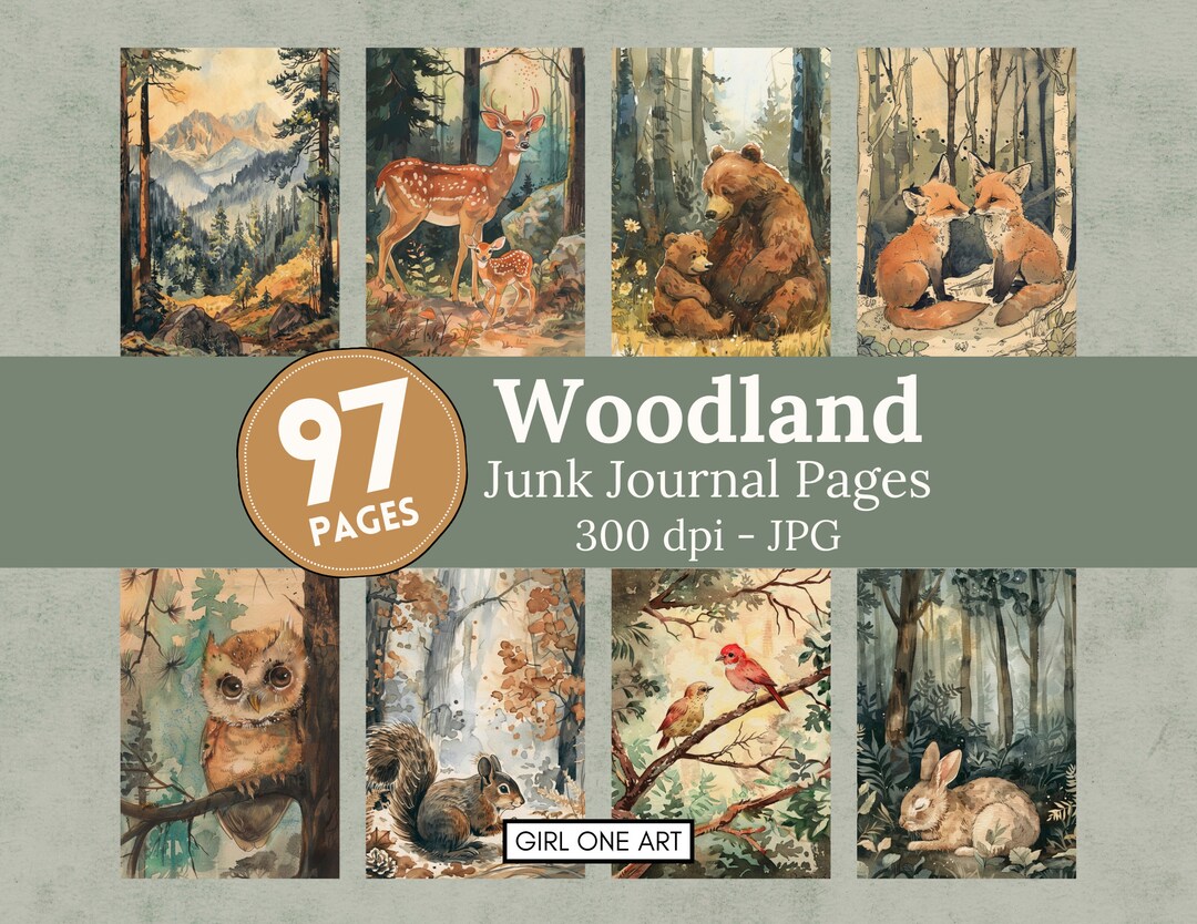 Woodland Junk Journal Pages Digital Download Scrapbook Paper Forest ...