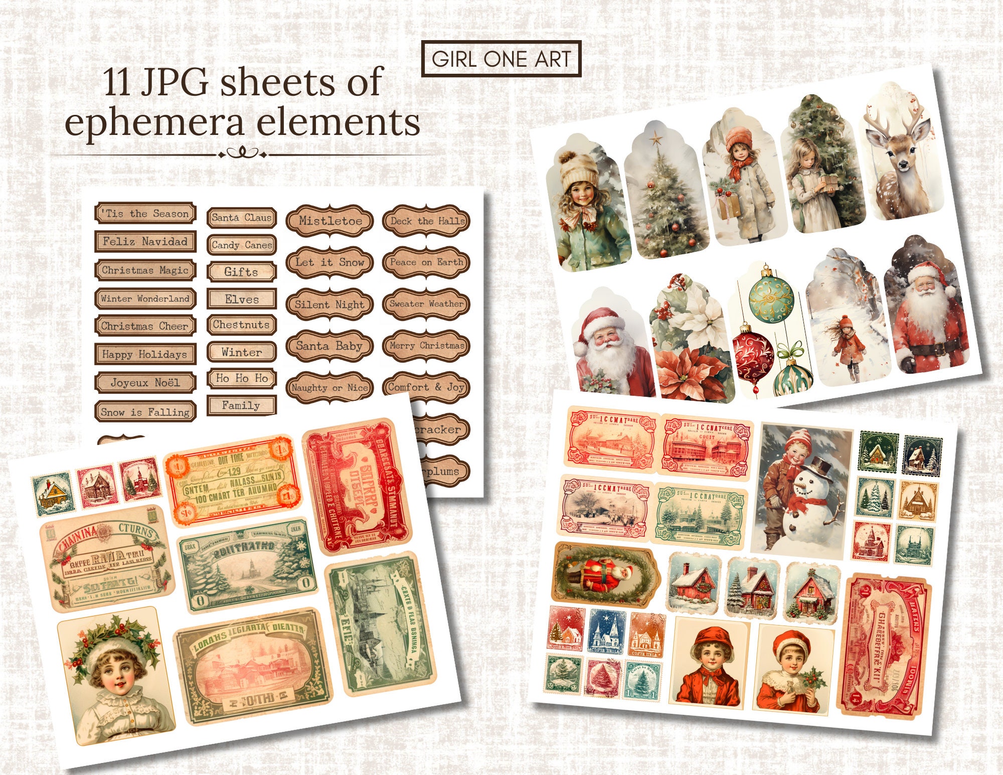 Country Christmas Junk Journal Kit Instant Download Digital Scrapbook ...