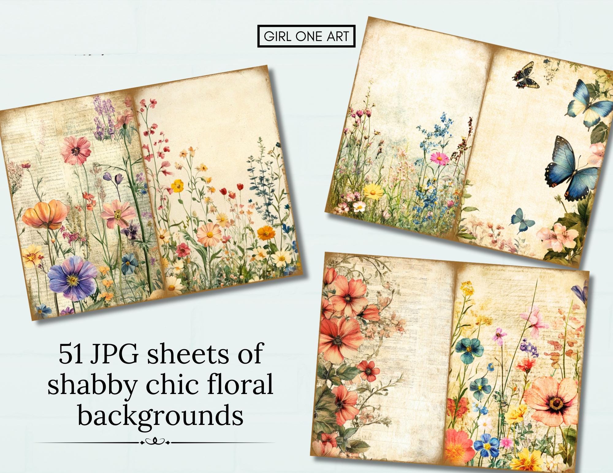 Shabby Chic Spring Junk Journal Kit: Floral Ephemera, Fairy Tale ...