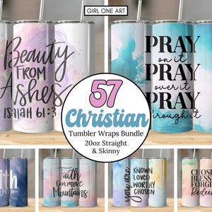 Bible Verse Tumbler Wrap Bundle 20oz Skinny & Straight Tumbler Sublimation Design Digital Download Christian Faith PNG Scripture Quotes Gift