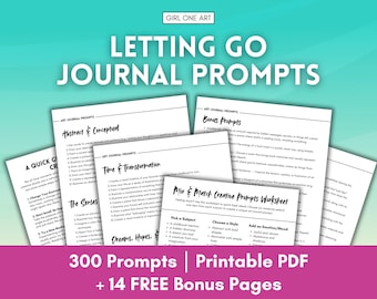 Letting Go Journal Prompts: Self Care & Grief Guided Workbook (24 PDF Pages)