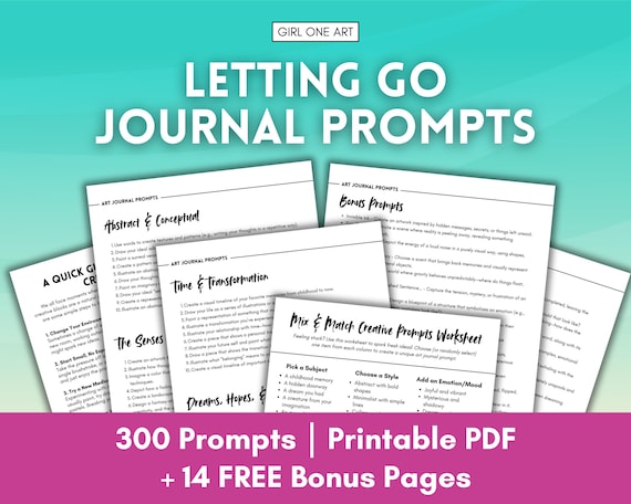 Letting Go Journal Prompts: Self Care & Grief Guided Workbook (24 PDF Pages)