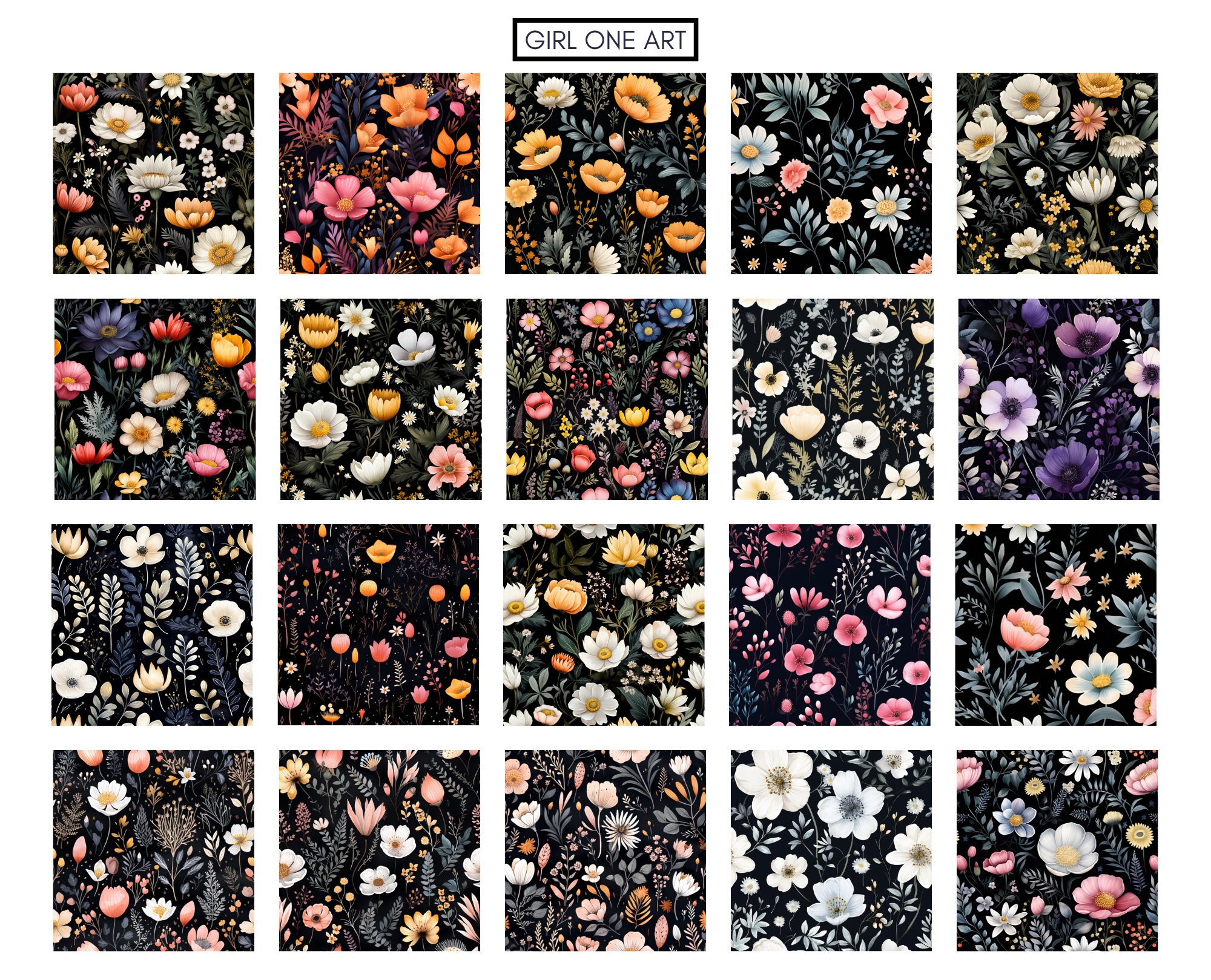 Watercolor Floral Seamless Paper Bundle Shabby Chic Digital Patterns ...