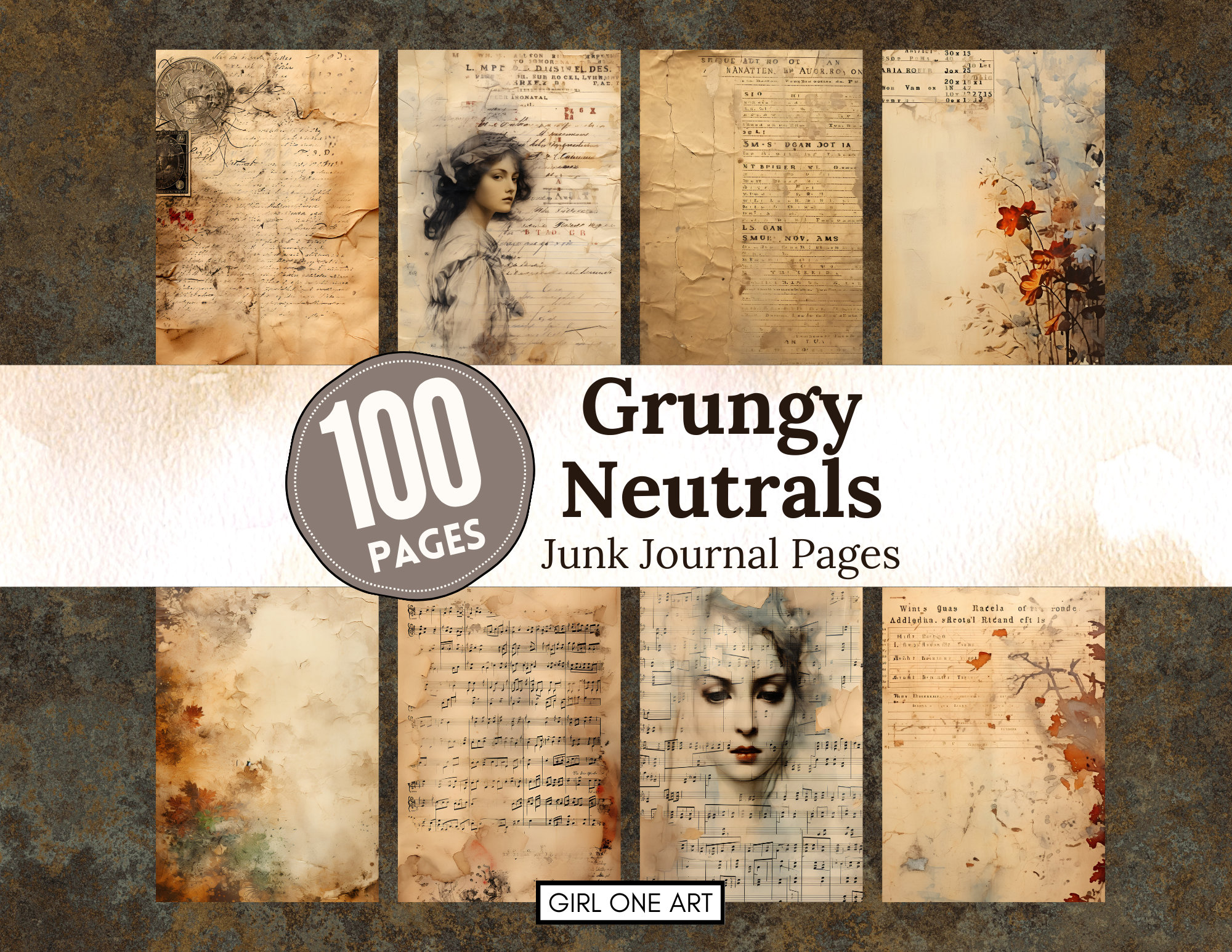 Grunge Junk Journal Pages Instant Download Digital Scrapbook Paper Kit ...