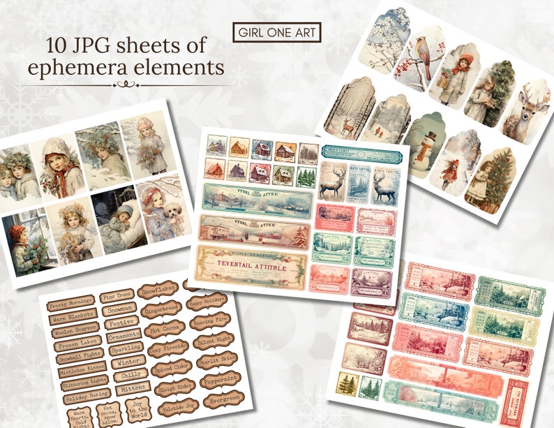 Winter Junk Journal Kit Instant Download Digital Scrapbook Paper Pastel ...