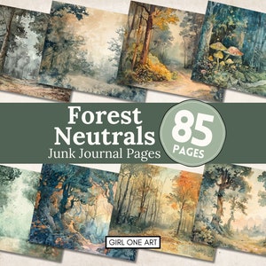 Bos neutrale ongewenste dagboekpagina's digitale download Woodland plakboekpapier sprookjesachtige collagebladen Fairy afdrukbare achtergronden bloemen JPG
