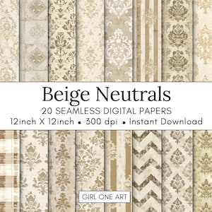 Beige Neutri Carta Senza Cuciture Texture Digitale Boho Francese Shabby Chic Grunge Damasco Invecchiato Cottagecore Sfondo Antico Diario Junk