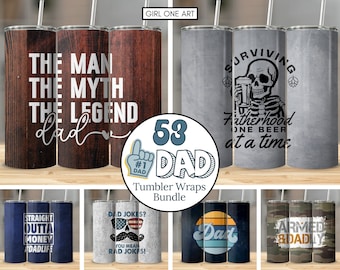 Dad Tumbler Wrap Bundle 20oz Skinny Straight Funny Man Sayings Sublimation Father&#39;s Day Design Dad Life Digital Download Grandpa Stepdad PNG