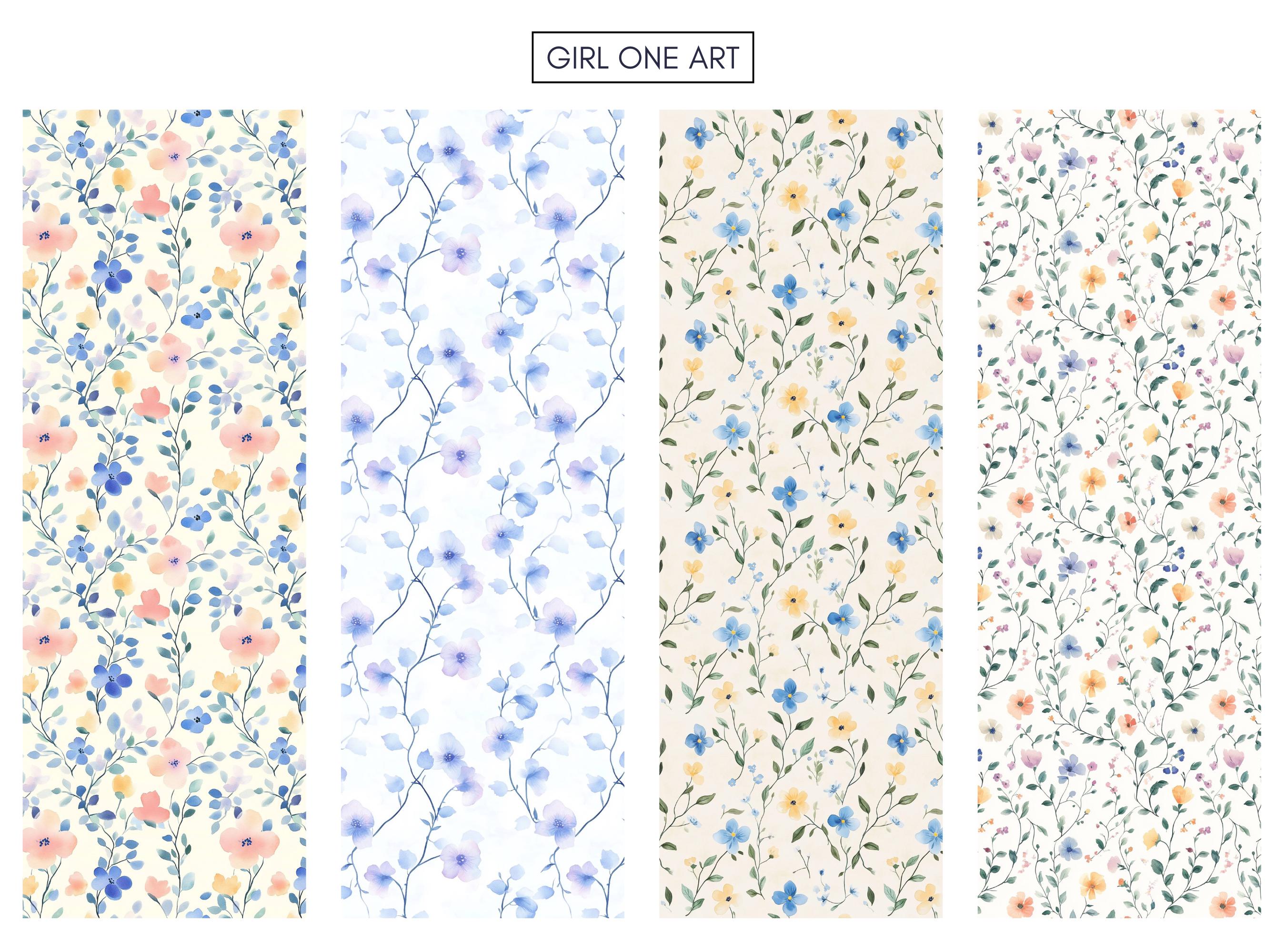 Soft Florals Printable Paper Seamless JPG Shabby Chic Digital ...