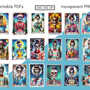 Funny Tarot Cards Clipart Set PNG PDF Commercial Use Sarcastic Snarky Skeleton Sublimation Witchy Digital Mom Dad Adult Humor Design image 6
