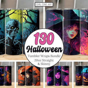 Halloween Tumbler Wrap Bundle 20 oz Skinny & Straight Tumbler Sublimation Design Digital Download Witch PNG Spooky Fall PNG Commercial Use
