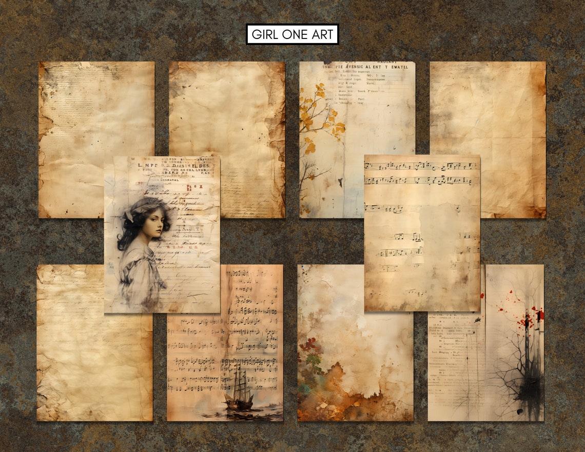 Grunge Junk Journal Pages Instant Download Digital Scrapbook Paper Kit ...