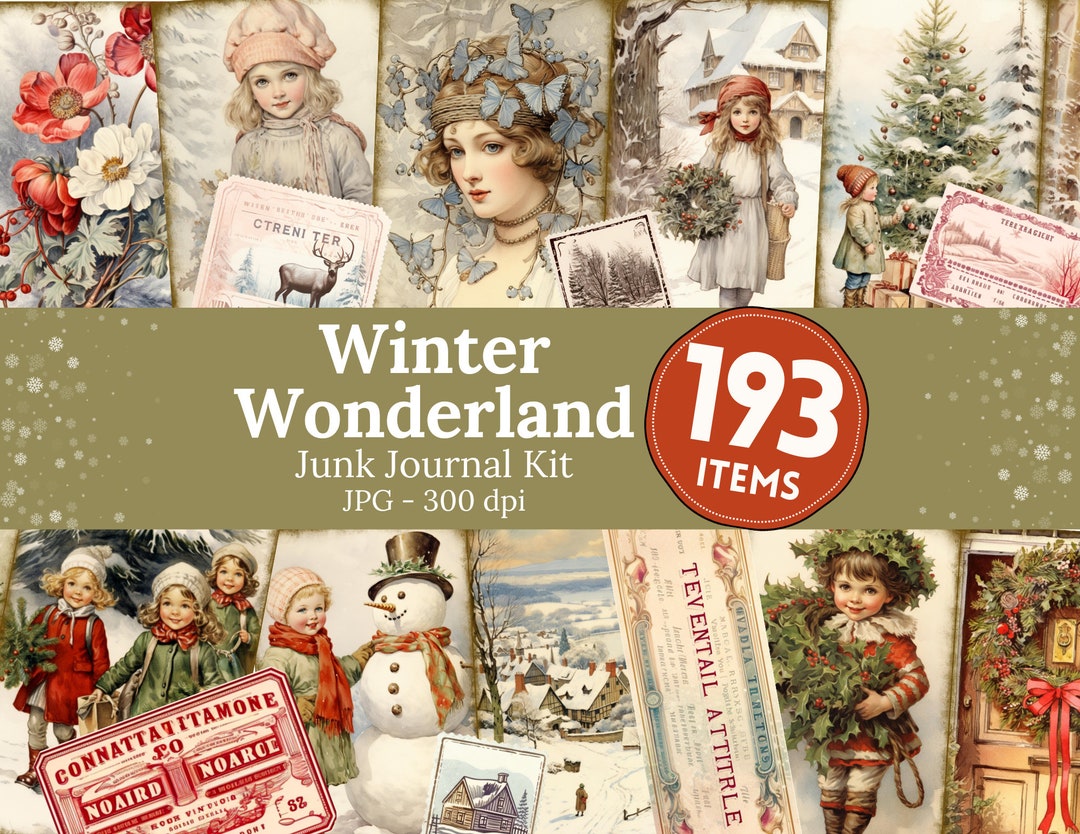 Winter Junk Journal Kit Instant Download Digital Scrapbook Paper Pastel ...