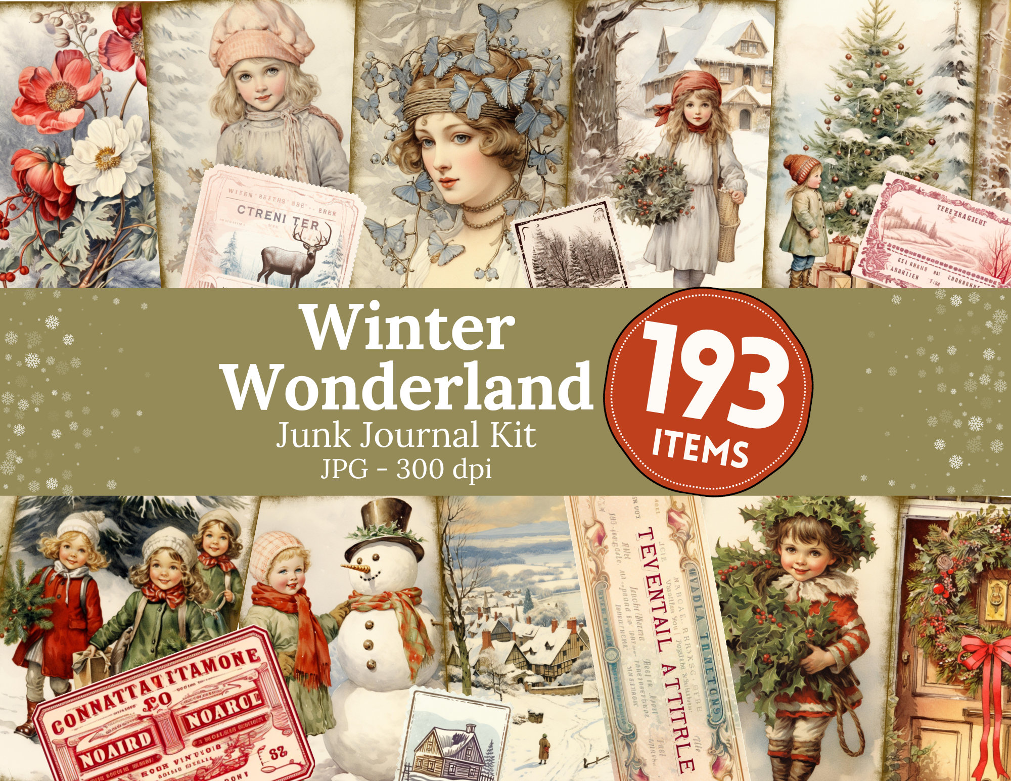 Winter Junk Journal Kit Instant Download Digital Scrapbook Paper Pastel ...