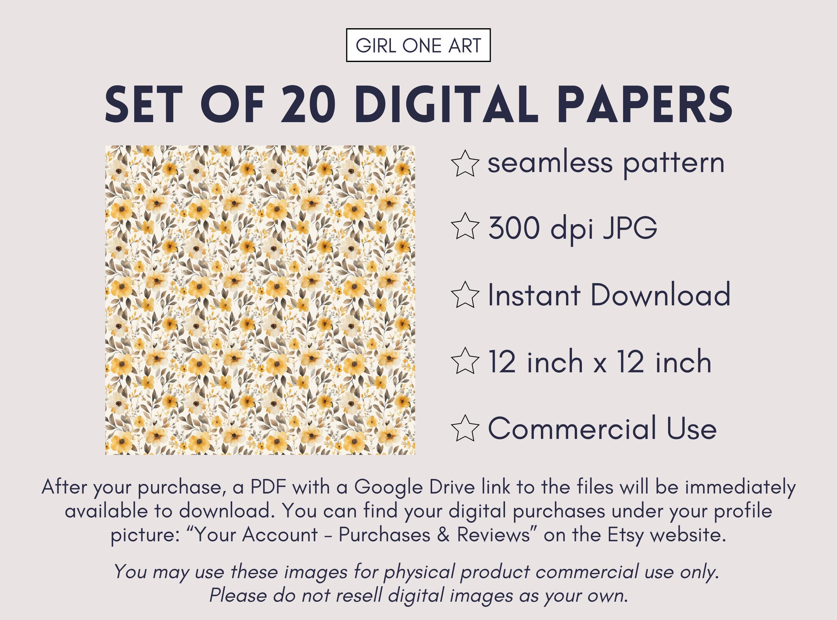 Boho Floral Printable Paper: Seamless Shabby Chic Cottagecore (digital ...