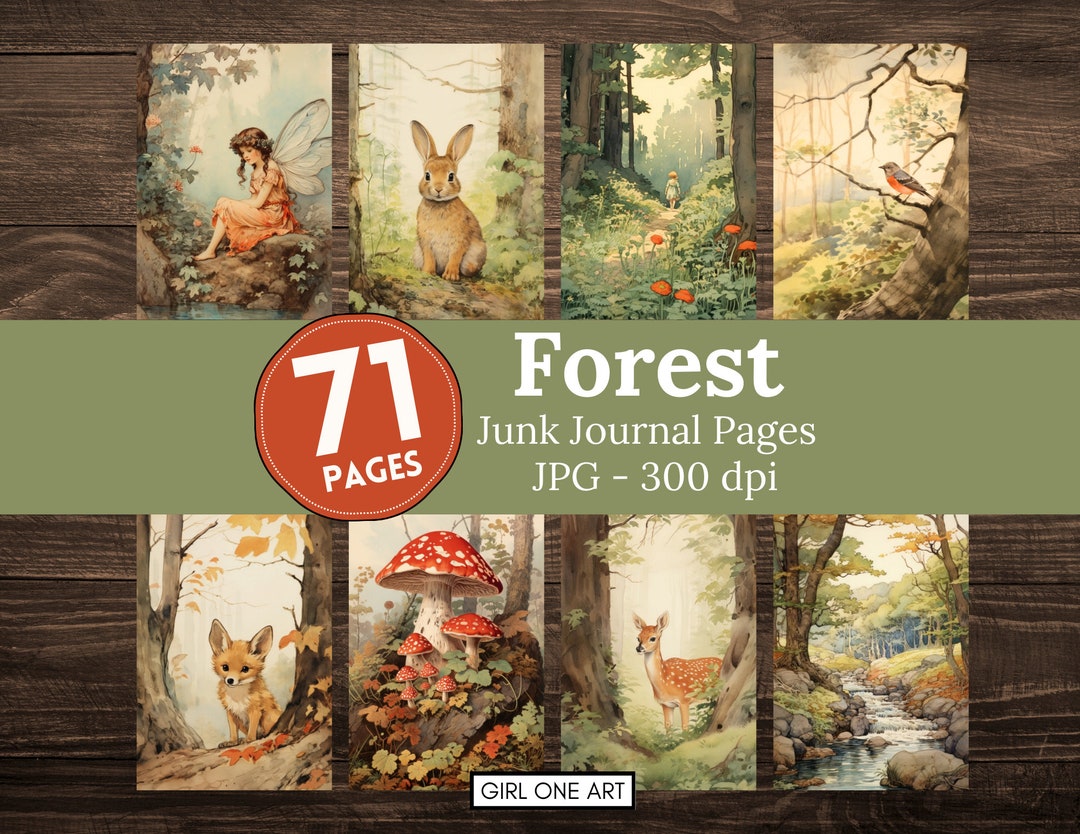 Forest Woodland Junk Journal Pages Digital Download Scrapbook Paper ...