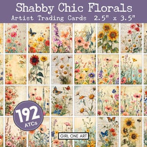 Feuilles florales shabby chic, journal indésirable Cartes ATC Conte de fées Cottage de jardin Éphémères botanique JPG Coupes délicates Conte de fées Cottagecore fleurs vintage