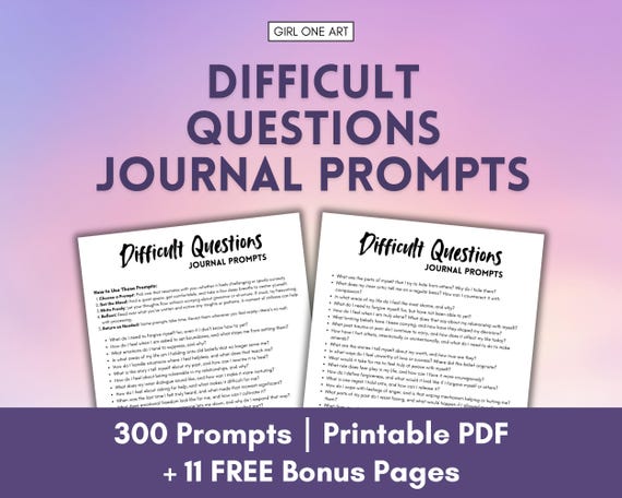 Difficult Questions Journal Prompts: Mindfulness & Self-Care Journaling (PDF)