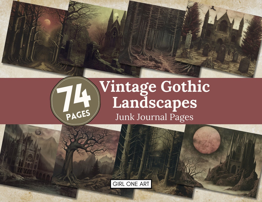 Vintage Gothic Landscapes Junk Journal Pages Digital Download Scary ...