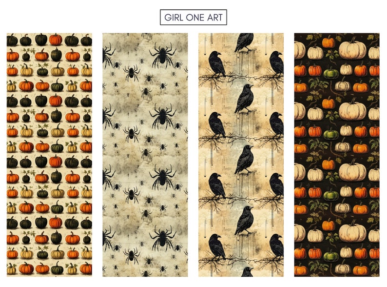 Vintage Halloween Digital Papers Seamless Commercial Use Instant Download Junk Journal Party Invitations Sublimation Wall Art Cricut Design image 4