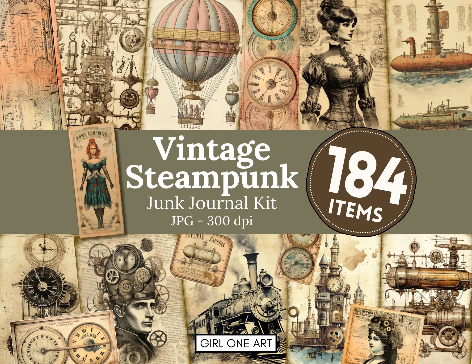 Steampunk Journal & Pen Set - Vintage Collection - Blue - Green - ApolloBox