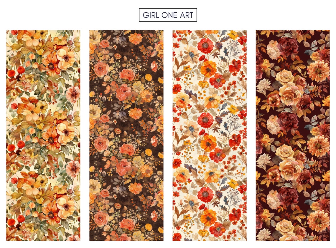Autumn Florals Printable Paper Bundle Seamless Fall Junk Journal ...